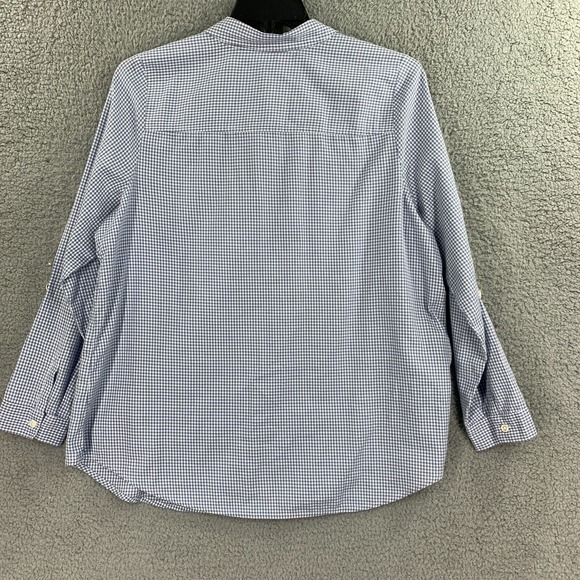 J. Jill Uncommon Threads Button Up Shirt Womens Top L Embroidered Check Roll Tab - Picture 8 of 10